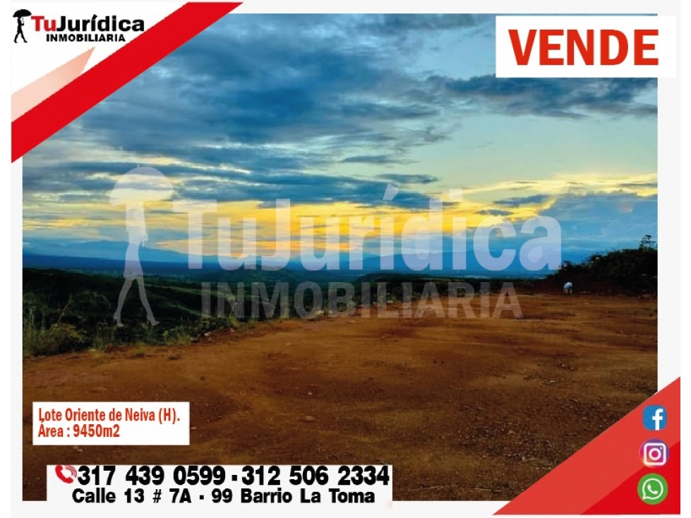 SE VENDE LOTE EN EL ORIENTE DE NEIVA (HUILA-COL) KM 4 VIA SAN LUIS