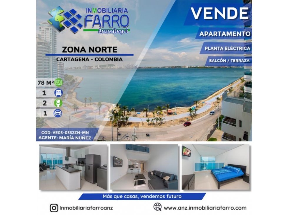 EN VENTA APARTAMENTO EN ZONA NORTE CARTAGENA - VE03-0332ZN-MN